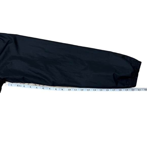 EUC Adidas Windbreaker with Hood in Black with Violet & White Stripes - Picture 6 of 10